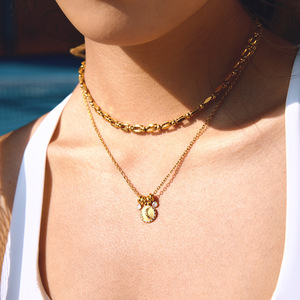 สร้อยคอจี้รูปเบสบอล สแตนเลสสตีล 18K ชุบเคลือบสีเหลือง สำหรับผู้หญิง สวมใส่ได้ทุกวัน ของขวัญ เครื่องประดับ - Product Image 3