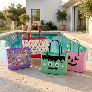 Bolsa de Playa Personalizada de Eva con Estampado de Dibujos Animados de Halloween, Bolsa de Playa de Silicona Reutilizable y Ecológica, Bolsa de Silicona de Eva Personalizada - Product Image 1