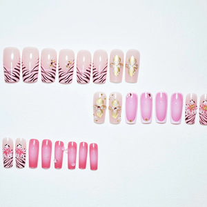 Vente en gros de faux ongles à coller personnalisés, forme ballerine longue, style cercueil, <span class=keywords><strong>French</strong></span> <span class=keywords><strong>manucure</strong></span> à motifs diamant, <span class=keywords><strong>pour</strong></span> femmes - Product Image 3