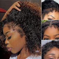 Pelucas de Cabello Humano Rizado 360 Full Lace Transparent Frontal sin Pegamento con Nudos Decolorados y Línea de Cabello Natural, Estilo Xuchang 4C Kinky Edges, Venta al por Mayor