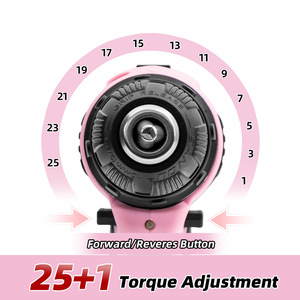 Hot Bán Khuyến Mãi Chất Lượng Cao Và Bền 21V Tác động Khoan Màu Hồng Hai Tốc Độ Tay Khoan Điện Hộ Gia Đình - Product Image 3