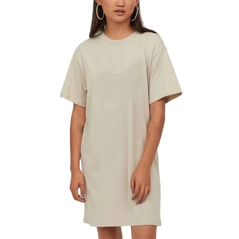 Mùa Hè Giản Dị Hàng Đầu Hàn Quốc Thiết Kế Lỏng Lẻo Phù Hợp Thời Trang T-Shirt Dresses Phụ Nữ Phụ Nữ Dài T Áo Sơ Mi