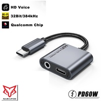 Adaptor Aux Jack USB Tipe C ke 3.5 MM, dengan USB-C 60W PD a 3 5, konverter Headphone Digital Decoding Audio OTG kabel HiFi