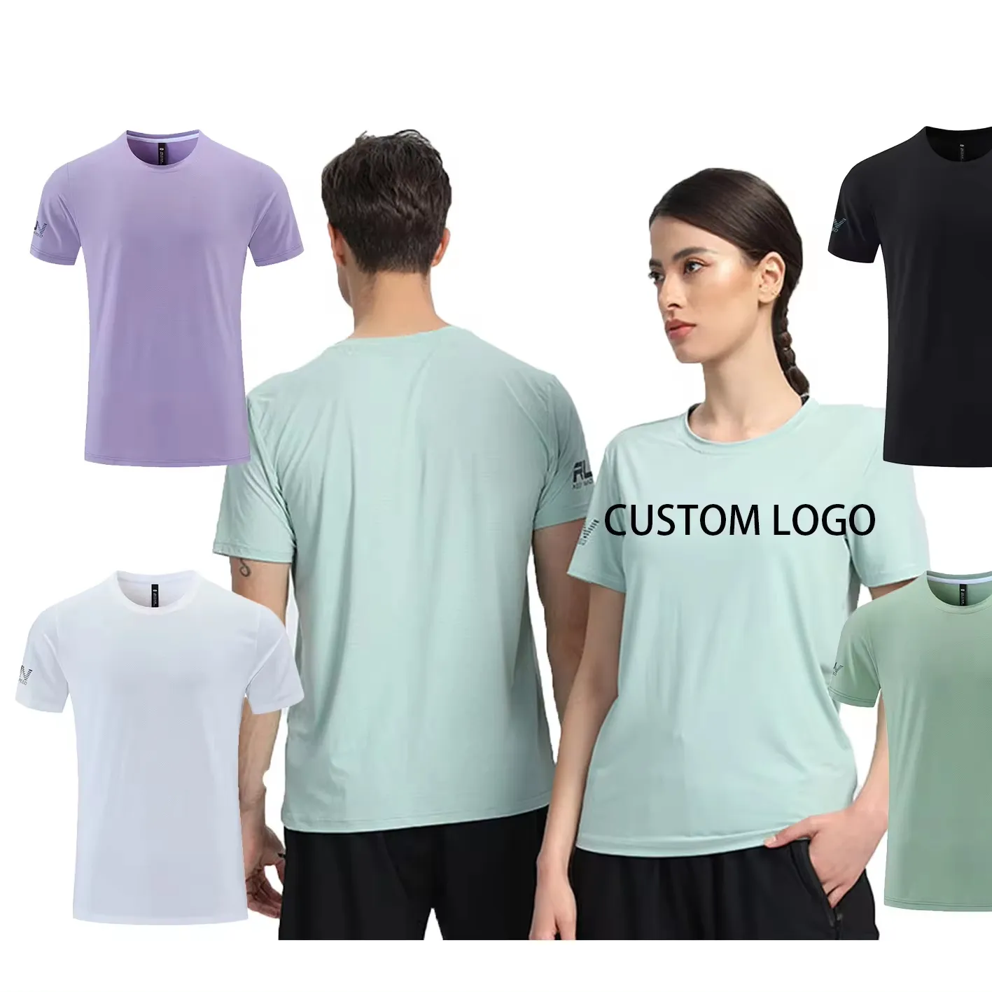 Kaus olahraga musim panas uniseks, kaus kasual bersirkulasi cepat kering leher bulat atasan latihan lari kebugaran luar ruangan
