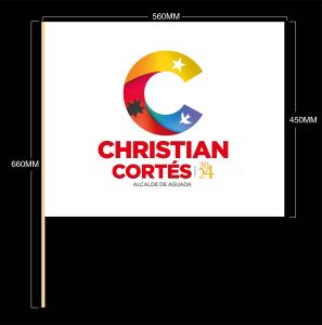 Drapeaux à main en PE imprimés avec logo personnalisé et mât en bois pour les élections - Product Image 4
