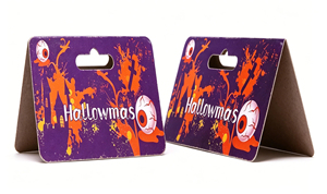 Tarjeta de felicitación de cartón plegable impresa a medida con orificio para colgar, inserto comercial, cubierta rígida y encabezado de papel offset para exhibición en bolsas. - Product Image 5
