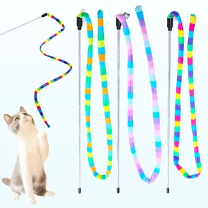 Engraçado Pet Cat Kitten Dancer Interactive Charmer Wand Teaser Exercício Corda Pet Toys