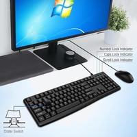 Clavier et souris USB filaires personnalisés pour ordinateur de bureau et portable (français, espagnol, russe)
