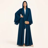 Abaya ouverte pour femmes, manches plissées, vêtements modestes, vêtements islamiques