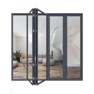 Горячая Распродажа современный дизайн высокое качество алюминиевый сплав закалка стеклянные складные двери