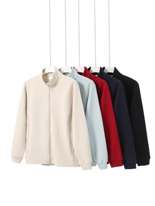 Fabricantes de ropa personalizados 380 gramos Color bloqueado <span class=keywords><strong>doble</strong></span> cremallera Stand Collar hombres suéter cárdigan abrigo de manga larga. - Product Image 1