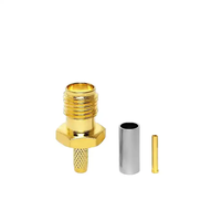 Prix usine plaqué or SMA femelle Jack à sertir pour RG174 RG316 LMR100 câble RF coaxial connecteurs coaxiaux en stock