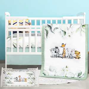 <strong>Baby</strong> Crib Bedding Set Safari Animals Dinosaurs Bear Woodland Animals Jungle Crib Set Includes <strong>Quilt</strong> Fitted Sheet Skirt for <strong>Baby</strong> - Product Image 1