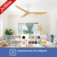 Ventilateur de plafond 1stshine 52 pouces, pales en ABS blanches réversibles, 6 vitesses, contrôle intelligent, plastique, ultra silencieux