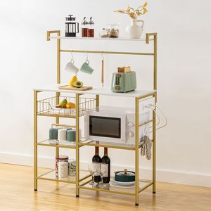 Support <span class=keywords><strong>de</strong></span> <span class=keywords><strong>boulanger</strong></span> moderne blanc/or, prise <span class=keywords><strong>de</strong></span> courant pour micro-ondes, panier pour cuisine, station <span class=keywords><strong>de</strong></span> café et bar, plat <span class=keywords><strong>de</strong></span> service, bol pour nourriture - Product Image 4