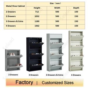 Armoire à chaussures en métal à 4 tiroirs rabattables Armoire à chaussures nordique Armoire à chaussures en acier ultra mince Rangement pour entrée et couloir - Product Image 4