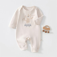 Combinaison pour bébé garçon et fille en coton doux, à épaules tombantes, à manches longues, motif ours, boutons à pression sur le bas, combinaison pour nourrisson