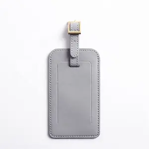 YBS Factory Gray Luggage Tag Promotional Bulk Durable Travel Personalized Pu Leather Luggage Tags For Suitcases