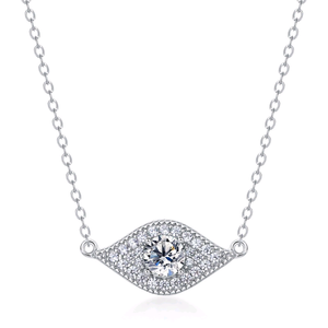 Collier pendentif motif œil en argent sterling 925 plaqué rhodium, bijoux de luxe pour femmes, chaîne O/Cable - Product Image 1