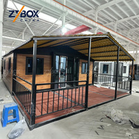 Casa Contenedor Expandible ZYBOX de 20 pies con Veranda Extendida, Villa Modular Prefabricada para Jardín, 2 Dormitorios, Casas Contenedor para Retiro en el Jardín