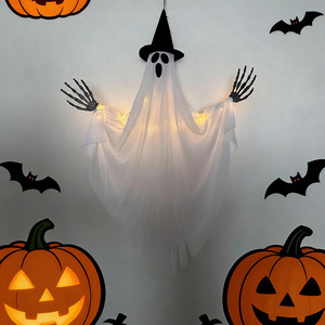 Halloween Hanging Ghost Ornament With Witch <b>Hat</b> LED Light Skeleton Hands For Yard Patio Party Scene Decoration - Product Image 5