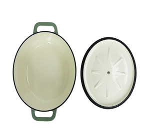 Nouvelle Arrivée Casserole Ovale en Fonte Émaillée, Marmite Hollandaise Antiadhésive, Matériau Métallique Durable, 5,4 L - Product Image 6