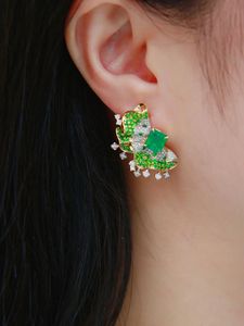 Xinfly Custom 18K Real Gold <b>Stud</b> Earrings 3.1CT Natural <b>Emerald</b> 0.80CT Natural Diamond Premium Quality Diamond Earrings - Product Image 5