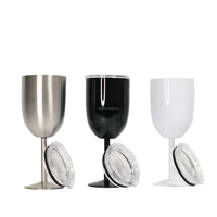 Gobelet à vin à Double paroi isolé, 3 pièces/lot, lunettes à vin en acier inoxydable, avec logo personnalisé