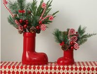 Vase en céramique en forme de sapin de Noël et de chaussure rouge, ornement de décoration d'intérieur, cuisson à haute température, pour meuble TV de salon, cadeau de fêtes