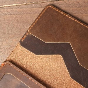 In Stock Minimalist Design Real Genuine Leather Cardholder <b>Wallet</b> <b>RFID</b> Feature Open Closure Type for ID Cards Short Length - Product Image 3