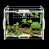 Terrarium pour reptiles en plexiglas avec couvercle en verre, grand réservoir en aluminium, enclos en acrylique pour terrarium de reptiles, cage pour reptiles