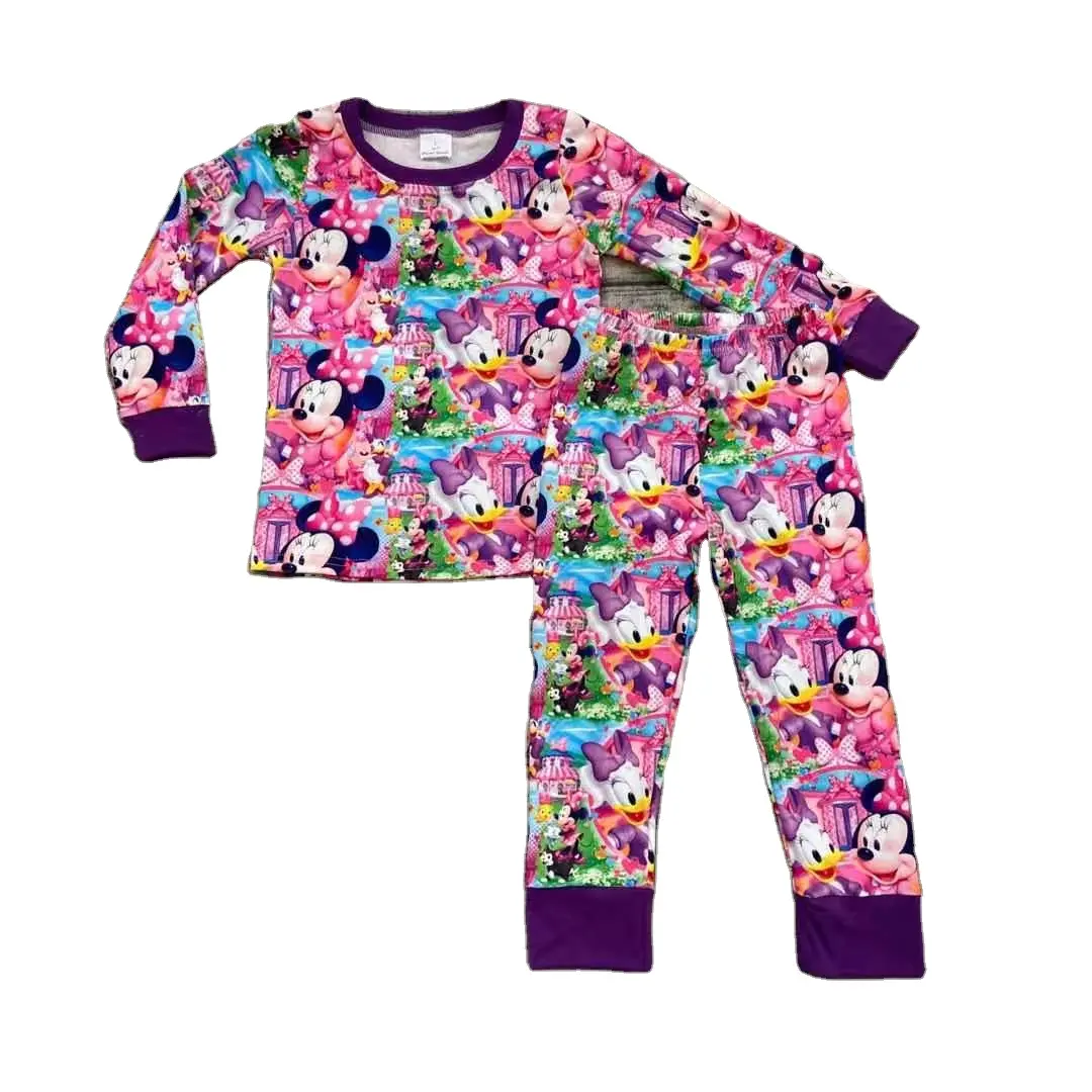 Kinder pyjamas Kinder Nachtwäsche Mädchen Minnie lila lange Ärmel niedlichen Cartoons neue Boutique Großhandel Kinder pyjamas