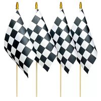 Logo personnalisé en gros agitant la main Mini 12x18 pouces à carreaux bâton drapeaux Polyester noir et blanc voiture course main signal drapeau