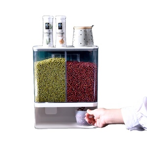 Wall Mount Double Dry Cereal Dispenser Convenient Storage Dual Control for Cereal Nuts