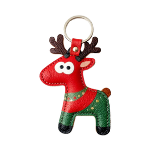 Zenos Handmade Leather Reindeer Keychain Cute Animal Design Holiday Decoration & Gift Idea - Product Image 3