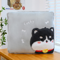 Coussin de canapé en peluche 2-en-1 motif dessin animé, couverture de voyage pliable en forme d'animal, housse de climatiseur, rembourrage en coton PP, unisexe