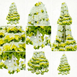 Guirlande de fleurs artificielles blanches et jaunes décorative à suspendre pour mariage, festival, temple, décoration florale pour la maison - Product Image 6
