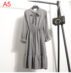 <span class=keywords><strong>Abito</strong></span> Casual da donna <span class=keywords><strong>abito</strong></span> longuette con fiocco a maniche lunghe in Chiffon stampato floreale Vintage stile donna L0042-1 - Product Image 6