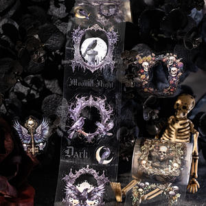 1 volume de <span class=keywords><strong>la</strong></span> série de poèmes Dark Night Poem, ruban adhésif à thème gothique, ruban de matériel DIY <span class=keywords><strong>pour</strong></span> carnet de notes - Product Image 2