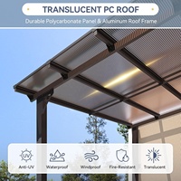 Pergola à toit rigide en métal 10x20FT, avec toit en polycarbonate, grandes auvents robustes à fixation murale