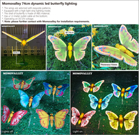 Momovalley Zhongshan Factory 74CM 80CM 23W Multicolor 3D Moving LED Butterfly Light DC12V ABS Garden Wedding Event Decoration