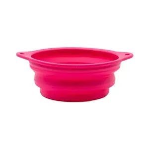Mangkuk silikon TPE dapat dilipat portabel, untuk penggunaan luar ruangan mangkuk air kucing dan anjing hewan peliharaan besar dan kecil