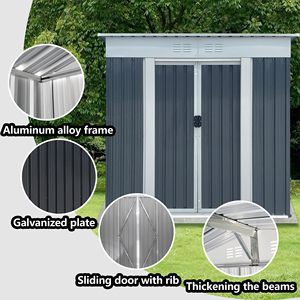Caseta de <span class=keywords><strong>Almacenamiento</strong></span> <span class=keywords><strong>Exterior</strong></span> Resistente a la Intemperie de 6*4 Pies para Uso en Todas las Estaciones y Protección de Equipos de Jardín - Product Image 2