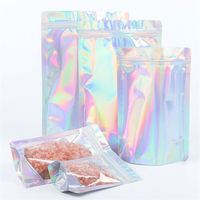 En Stock Emballage Holographique Transparent Cookie Petit Sachet Holographique Refermable Ziplock