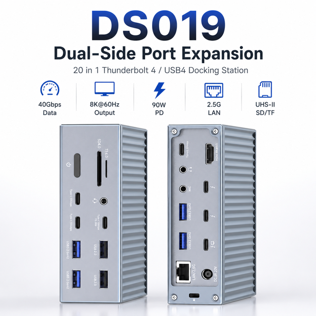 20 in 1 Thunderbolt 4 Docking Station 8K 60Hz 2.5G Ethernet USB4 Hub 40Gbps 2x Thunderbolt 4 Ports 90W PD Powered for MacBook