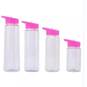 Supplier Wholesale Custom Frosted Sport Motivational UV Plastic Water Bottle with Time Marker and Straw drink plastic bottles