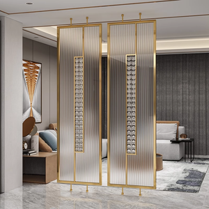 Séparateur de pièce en verre et métal au design Art Déco moderne, panneau flexible pour la maison, écran de séparation en métal décoratif - Product Image 1
