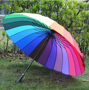 Parapluie arc-en-ciel stylé 23 "24 nervures, droit, ouvert automatique, meilleurs ventes, promotion