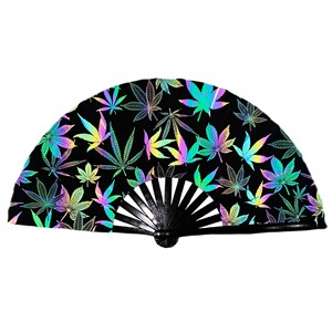 Night <span class=keywords><strong>Club</strong></span> rave Festival Fiesta accesorios fuerte rígido reflectante iridiscente holográfico plegable Clack ventilador de bambú de mano - Product Image 3