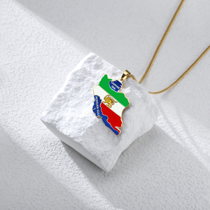 Collana con Mappa dell'Iran in Acciaio Inossidabile, Ciondolo con Leone dell'Iran Smaltato, Gioielli e Accessori Regalo - Product Image 1